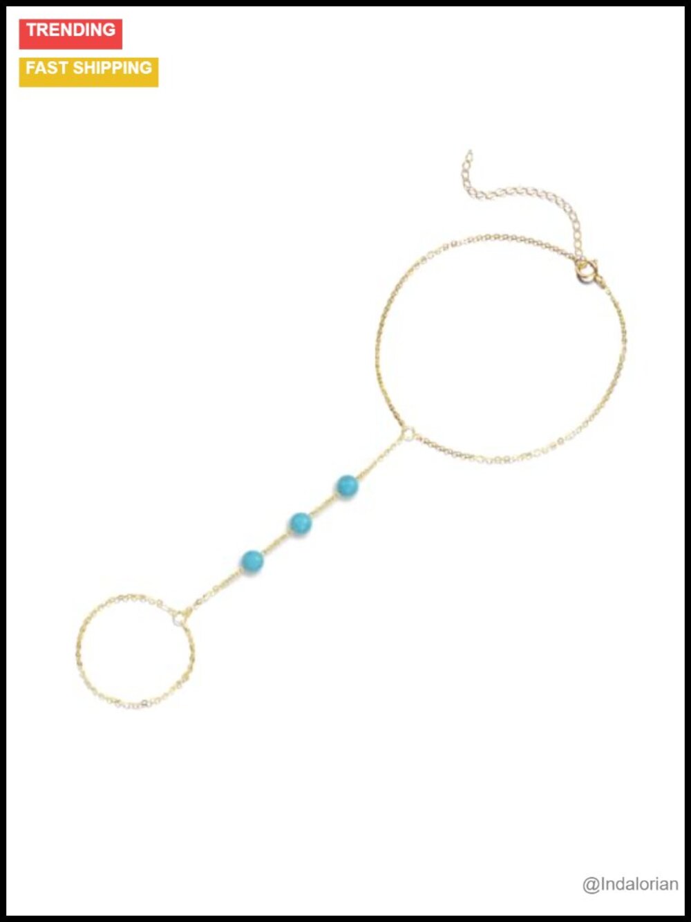 14K Yellow Gold Bead Adjustable Hand Chain Bracelet for Women